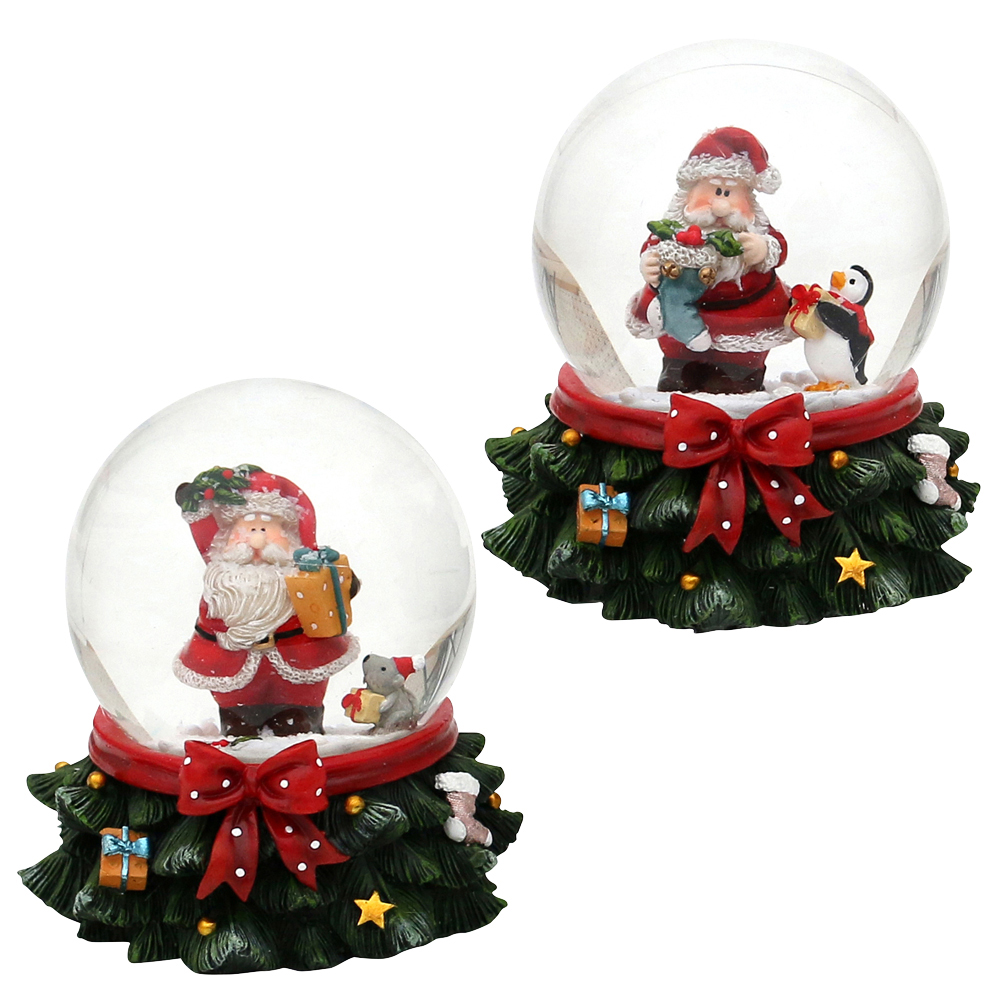Schneekugel Weihnachten Santa an Tanne aus Poly/Glas10x11x14cm 50 0396B 