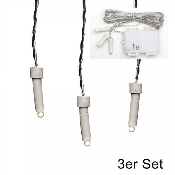 Kunststoff Beleuchtungseinheit für 3er Set Mini Weihnachtsstern, Timer 6h Batteriebetrieb AA, LED, 6h-Timer, wetterfest/für außen geeignet