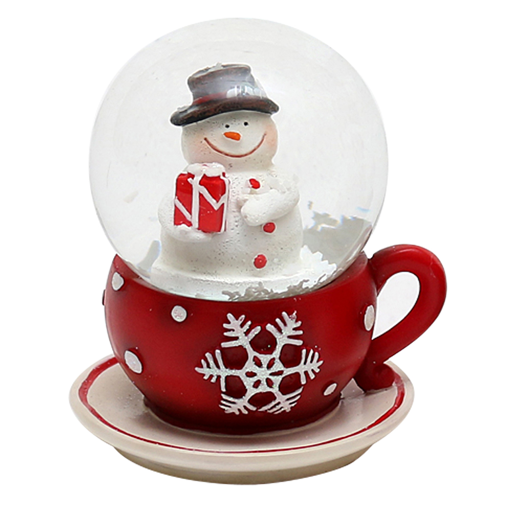 2 Schneekugeln Weihnachten Kaffeetasse aus Polyresin 6x7x6cm 50 1216 