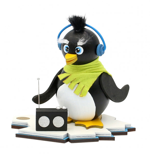 Holz Räucher-Pinguin, hochwertig, Ric mit Radio 15 x 12 x 13 cm