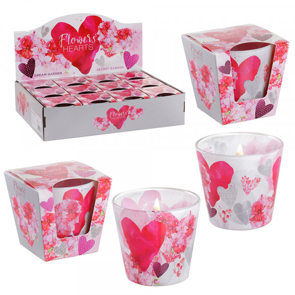 Duftglas Flowers Hearts Duft: frischer Blumenmix(115 g) 2-fach sort. 9 x 9 x 8 cm im Set