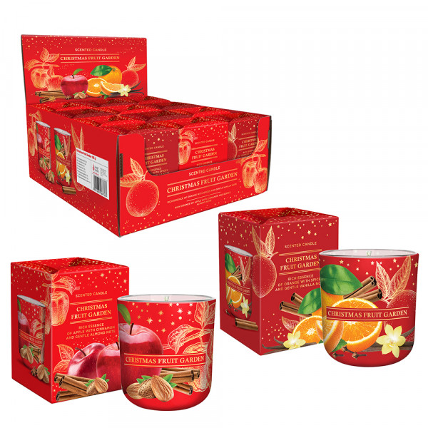 Duftglas Christmas Fruit Garden Duft: Apfel-Zimt und Orangen-Vanille(150 g) 2-fach sort. 8 x 8 x 8,5 cm im Set