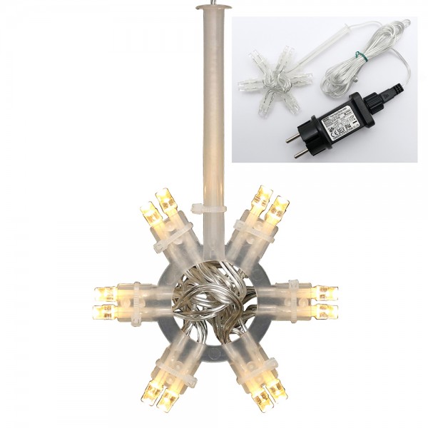 Kunststoff Beleuchtungseinheit für Weihnachtsstern mit 3m Anschlussleitung & Feuchtraumanschluss inkl. Adapter 4,5 V, LED, wetterfest/für außen geeignet